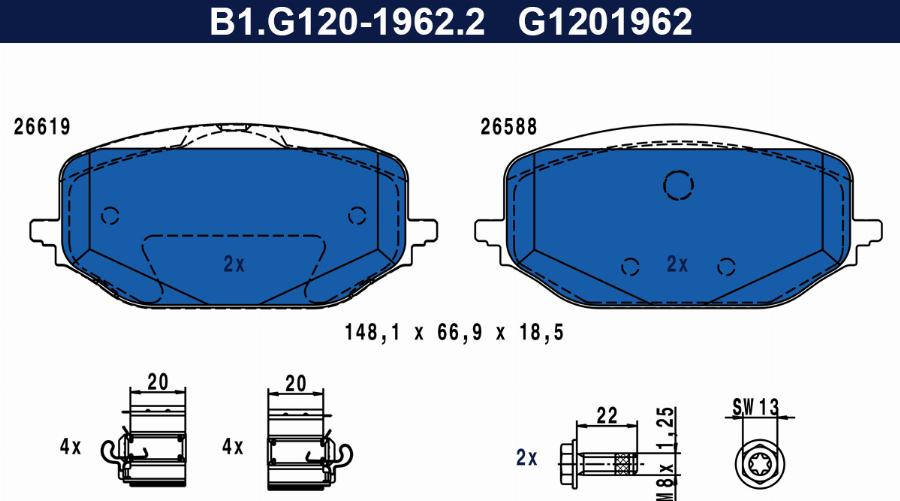 Galfer B1.G120-1962.2 - Kit pastiglie freno, Freno a disco autozon.pro