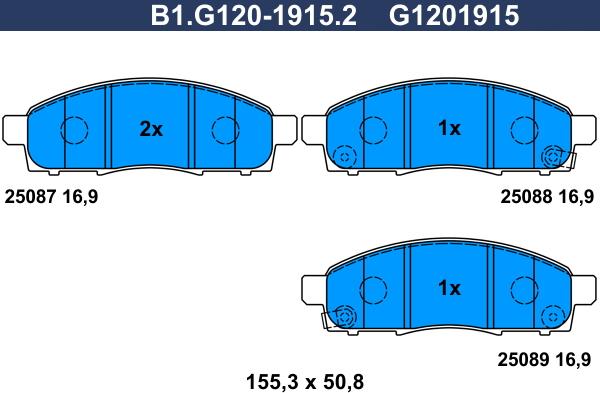 Galfer B1.G120-1915.2 - Kit pastiglie freno, Freno a disco autozon.pro