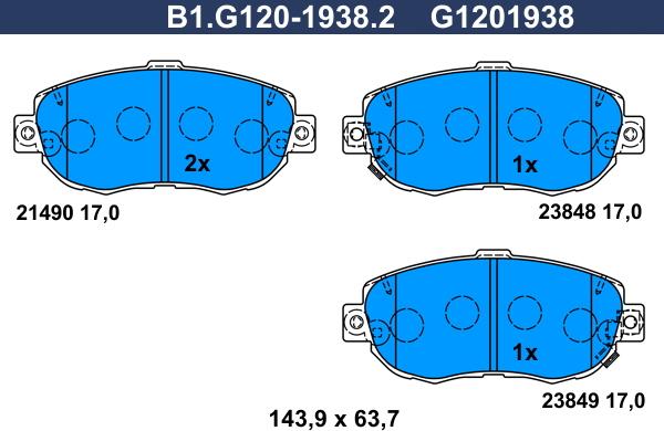 Galfer B1.G120-1938.2 - Kit pastiglie freno, Freno a disco autozon.pro