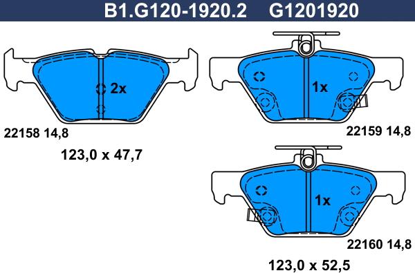 Galfer B1.G120-1920.2 - Kit pastiglie freno, Freno a disco autozon.pro