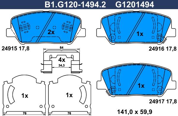 Galfer B1.G120-1494.2 - Kit pastiglie freno, Freno a disco autozon.pro