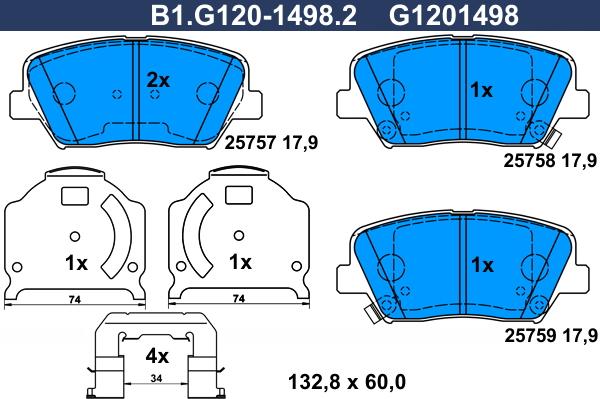 Galfer B1.G120-1498.2 - Kit pastiglie freno, Freno a disco autozon.pro