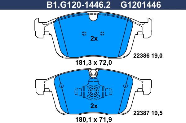 Galfer B1.G120-1446.2 - Kit pastiglie freno, Freno a disco autozon.pro