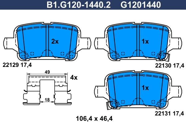 Galfer B1.G120-1440.2 - Kit pastiglie freno, Freno a disco autozon.pro