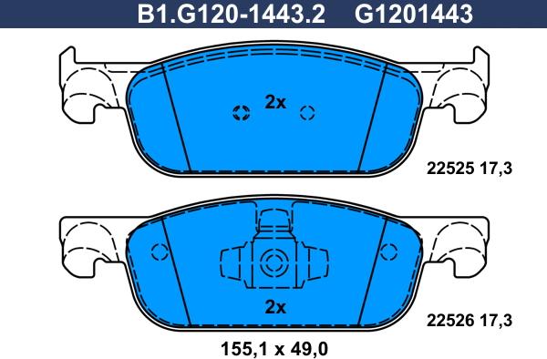 Galfer B1.G120-1443.2 - Kit pastiglie freno, Freno a disco autozon.pro