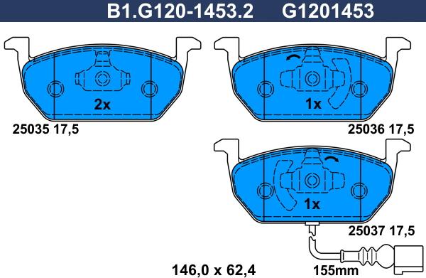 Galfer B1.G120-1453.2 - Kit pastiglie freno, Freno a disco autozon.pro