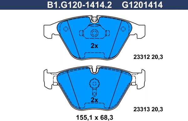 Galfer B1.G120-1414.2 - Kit pastiglie freno, Freno a disco autozon.pro