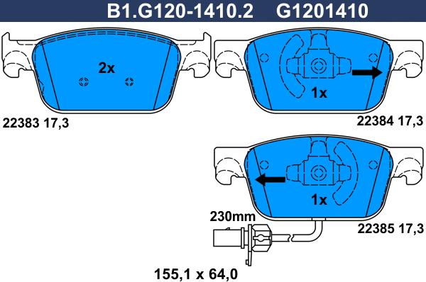 Galfer B1G12014102 - Kit pastiglie freno, Freno a disco autozon.pro