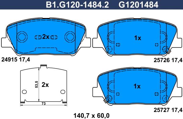 Galfer B1.G120-1484.2 - Kit pastiglie freno, Freno a disco autozon.pro