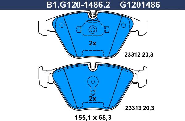 Galfer B1.G120-1486.2 - Kit pastiglie freno, Freno a disco autozon.pro