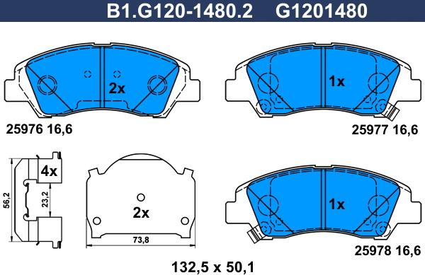 Galfer B1.G120-1480.2 - Kit pastiglie freno, Freno a disco autozon.pro