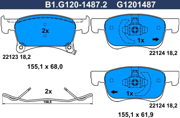 Galfer B1.G120-1487.2 - Kit pastiglie freno, Freno a disco autozon.pro