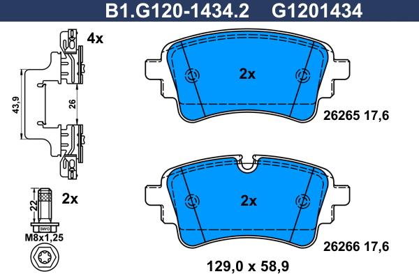 Galfer B1.G120-1434.2 - Kit pastiglie freno, Freno a disco autozon.pro