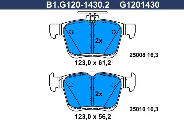 Galfer B1.G120-1430.2 - Kit pastiglie freno, Freno a disco autozon.pro