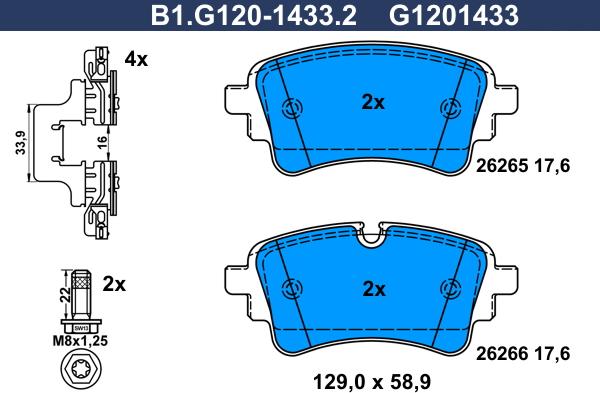 Galfer B1.G120-1433.2 - Kit pastiglie freno, Freno a disco autozon.pro