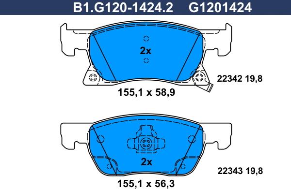 Galfer B1.G120-1424.2 - Kit pastiglie freno, Freno a disco autozon.pro