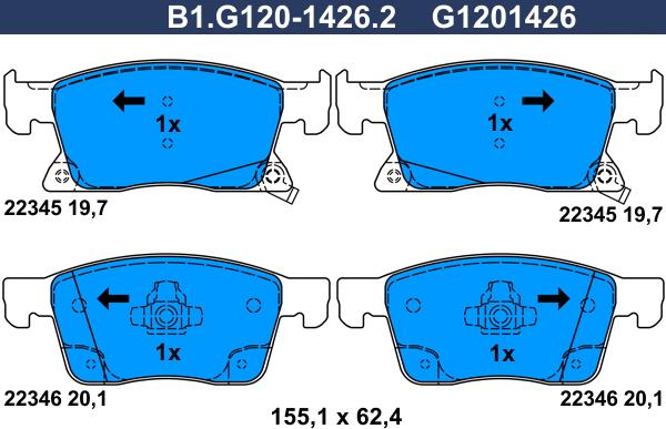 Galfer B1.G120-1426.2 - Kit pastiglie freno, Freno a disco autozon.pro