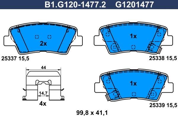 Galfer B1.G120-1477.2 - Kit pastiglie freno, Freno a disco autozon.pro