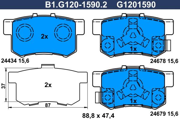 Galfer B1.G120-1590.2 - Kit pastiglie freno, Freno a disco autozon.pro