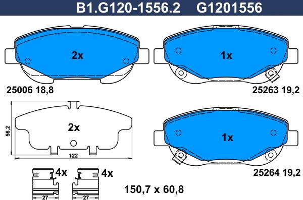 Galfer B1.G120-1556.2 - Kit pastiglie freno, Freno a disco autozon.pro