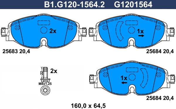 Galfer B1.G120-1564.2 - Kit pastiglie freno, Freno a disco autozon.pro