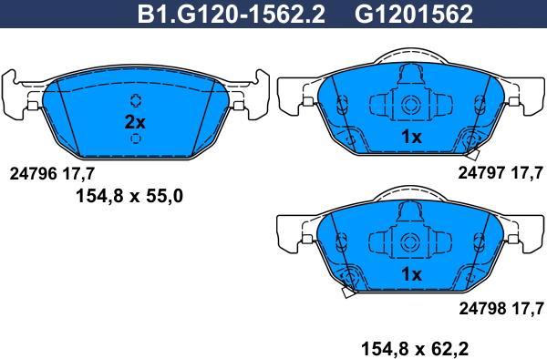 Galfer B1.G120-1562.2 - Kit pastiglie freno, Freno a disco autozon.pro