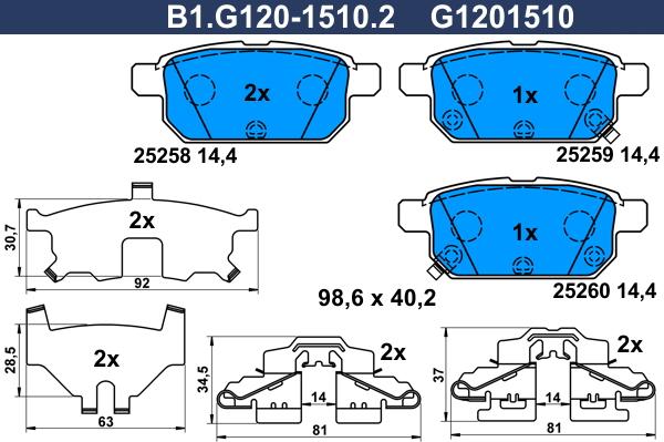 Galfer B1.G120-1510.2 - Kit pastiglie freno, Freno a disco autozon.pro