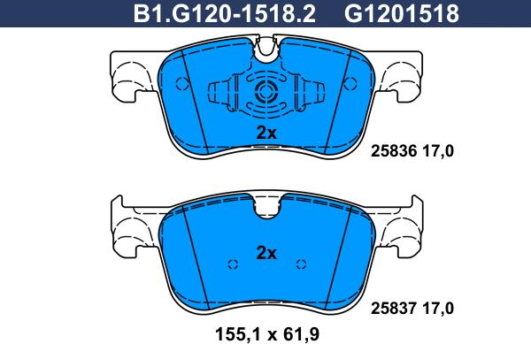 Galfer B1.G120-1518.2 - Kit pastiglie freno, Freno a disco autozon.pro