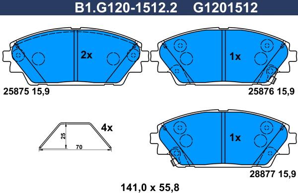 Galfer B1.G120-1512.2 - Kit pastiglie freno, Freno a disco autozon.pro