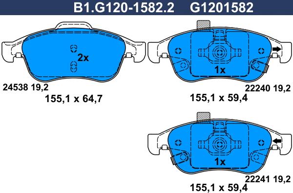 Galfer B1.G120-1582.2 - Kit pastiglie freno, Freno a disco autozon.pro