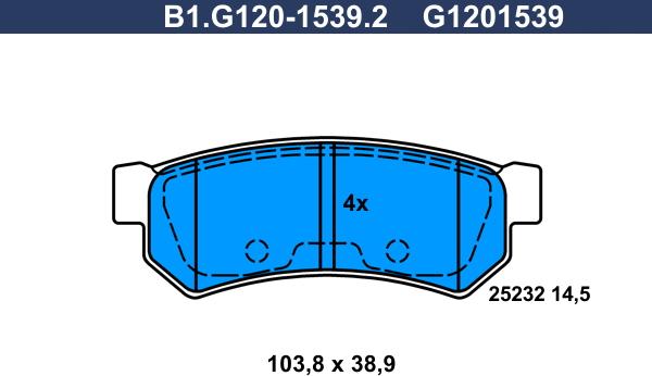 Galfer B1.G120-1539.2 - Kit pastiglie freno, Freno a disco autozon.pro