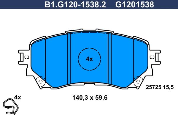 Galfer B1.G120-1538.2 - Kit pastiglie freno, Freno a disco autozon.pro