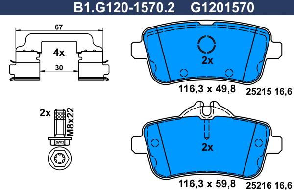 Galfer B1.G120-1570.2 - Kit pastiglie freno, Freno a disco autozon.pro