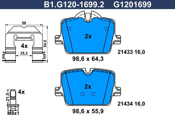 Galfer B1.G120-1699.2 - Kit pastiglie freno, Freno a disco autozon.pro