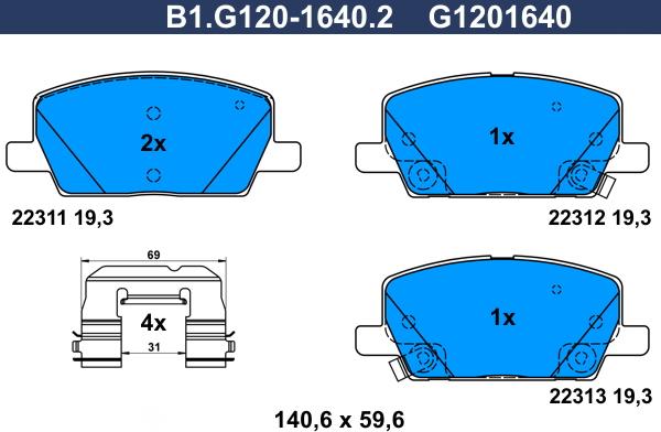 Galfer B1.G120-1640.2 - Kit pastiglie freno, Freno a disco autozon.pro