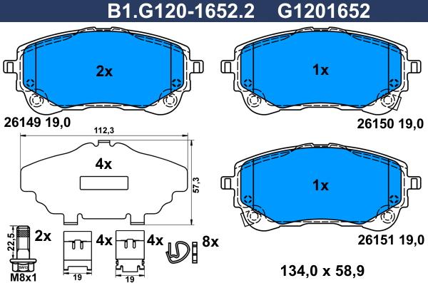 Galfer B1.G120-1652.2 - Kit pastiglie freno, Freno a disco autozon.pro