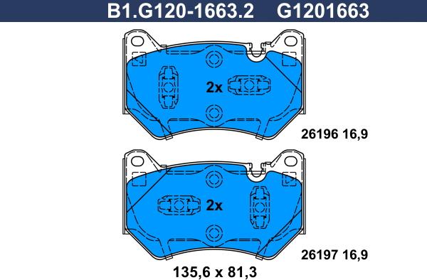 Galfer B1.G120-1663.2 - Kit pastiglie freno, Freno a disco autozon.pro