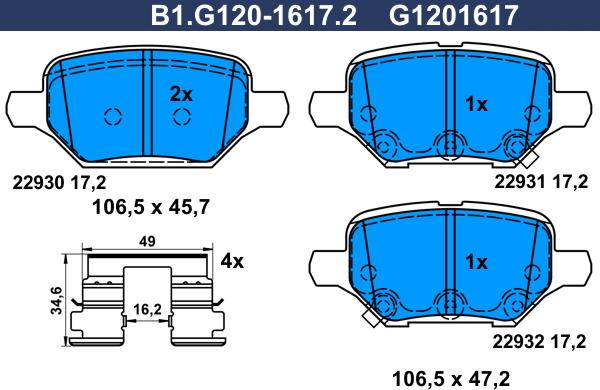 Galfer B1.G120-1617.2 - Kit pastiglie freno, Freno a disco autozon.pro