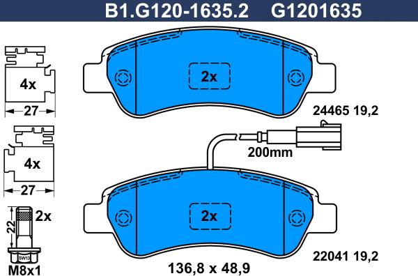 Galfer B1.G120-1635.2 - Kit pastiglie freno, Freno a disco autozon.pro