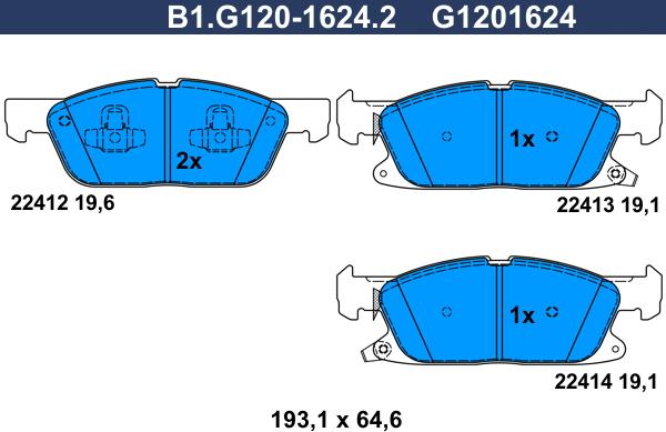 Galfer B1.G120-1624.2 - Kit pastiglie freno, Freno a disco autozon.pro