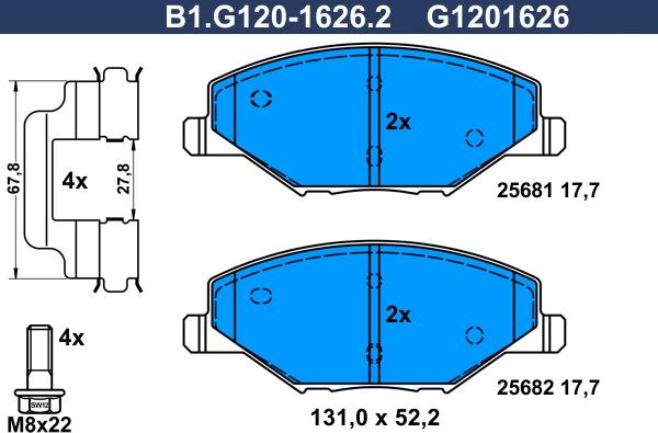 Galfer B1.G120-1626.2 - Kit pastiglie freno, Freno a disco autozon.pro