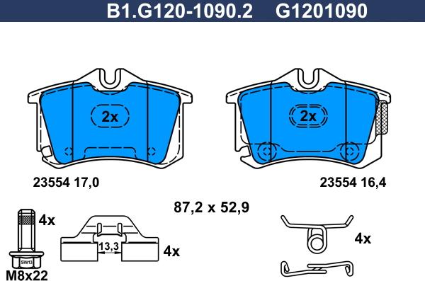 Galfer B1.G120-1090.2 - Kit pastiglie freno, Freno a disco autozon.pro