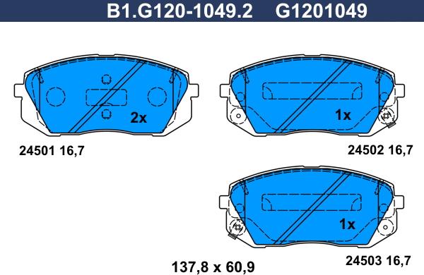 Galfer B1.G120-1049.2 - Kit pastiglie freno, Freno a disco autozon.pro