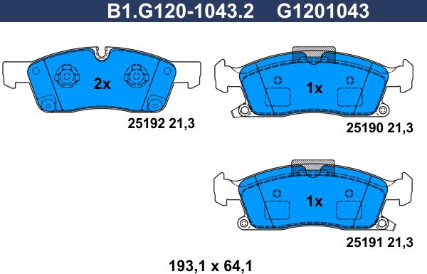 Galfer B1.G120-1043.2 - Kit pastiglie freno, Freno a disco autozon.pro