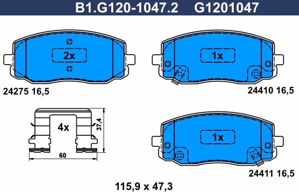 Galfer B1.G120-1047.2 - Kit pastiglie freno, Freno a disco autozon.pro