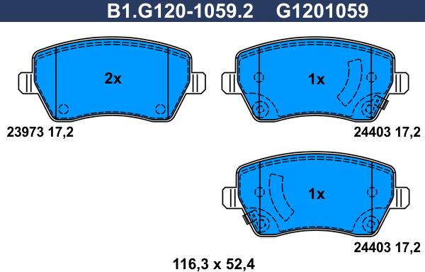 Galfer B1.G120-1059.2 - Kit pastiglie freno, Freno a disco autozon.pro