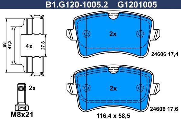 Galfer B1.G120-1005.2 - Kit pastiglie freno, Freno a disco autozon.pro