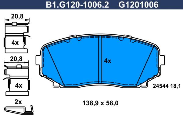 Galfer B1.G120-1006.2 - Kit pastiglie freno, Freno a disco autozon.pro