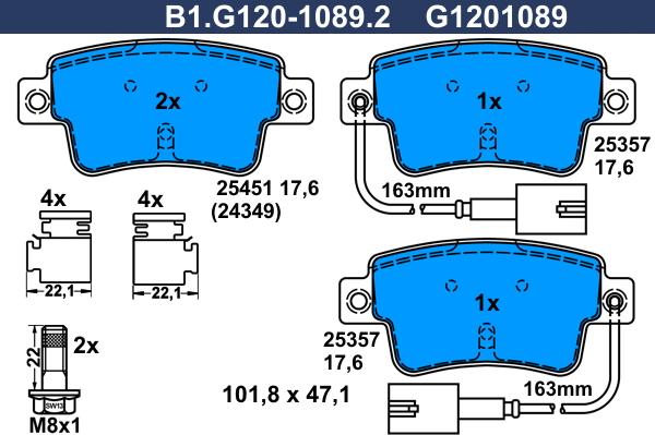 Galfer B1.G120-1089.2 - Kit pastiglie freno, Freno a disco autozon.pro