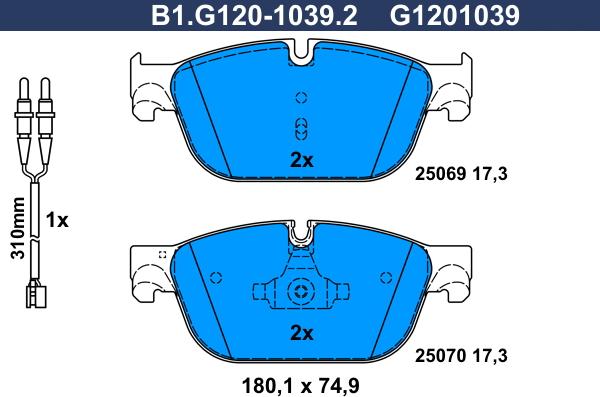 Galfer B1.G120-1039.2 - Kit pastiglie freno, Freno a disco autozon.pro